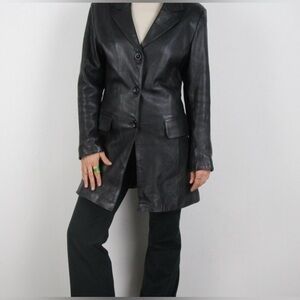 Newport News Leather Coat - Women’s Size 10 black